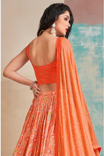 Load image into Gallery viewer, Orange Color Exquisite Printed Work Readymade Lehenga Choli
