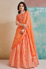 Load image into Gallery viewer, Orange Color Exquisite Printed Work Readymade Lehenga Choli
