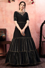 Load image into Gallery viewer, Fancy Party Wear Black Color Art Silk Fabric Sequins Work Gown

