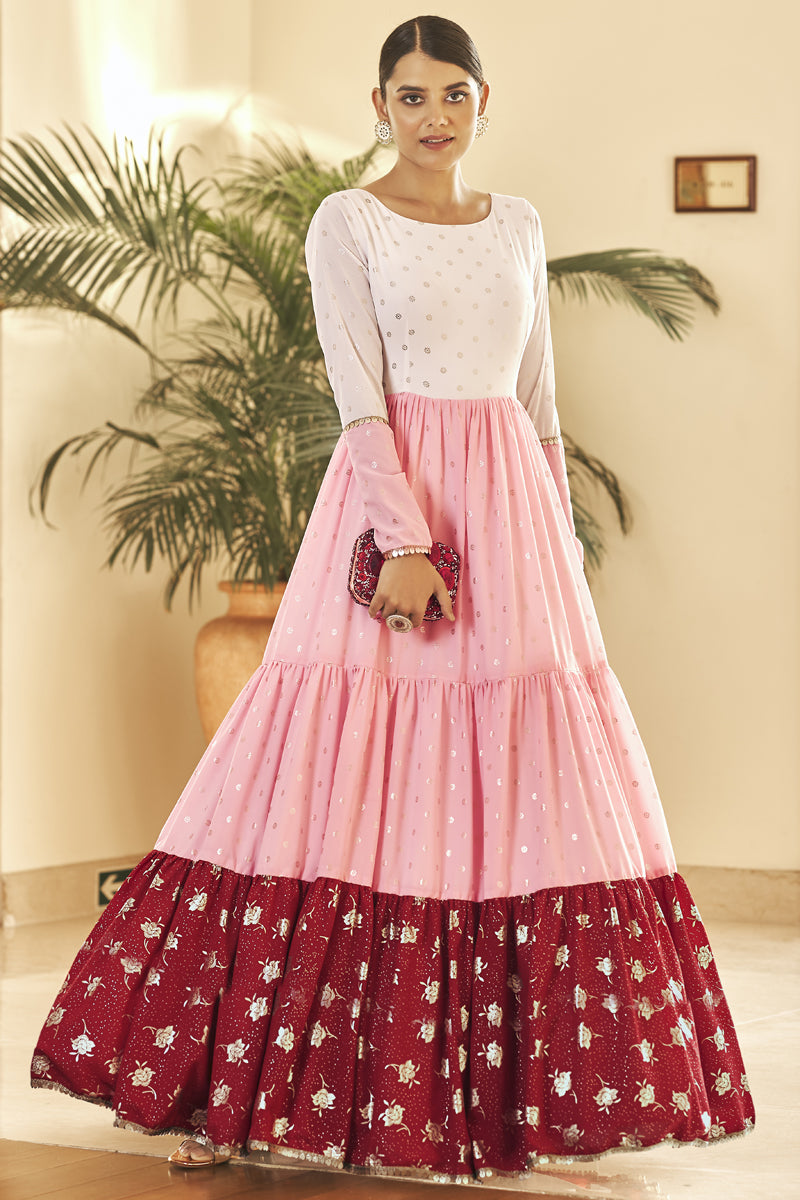 Multi Color Party Wear Anarkali Style Gown In Georgette Fabric | Buy Online India
