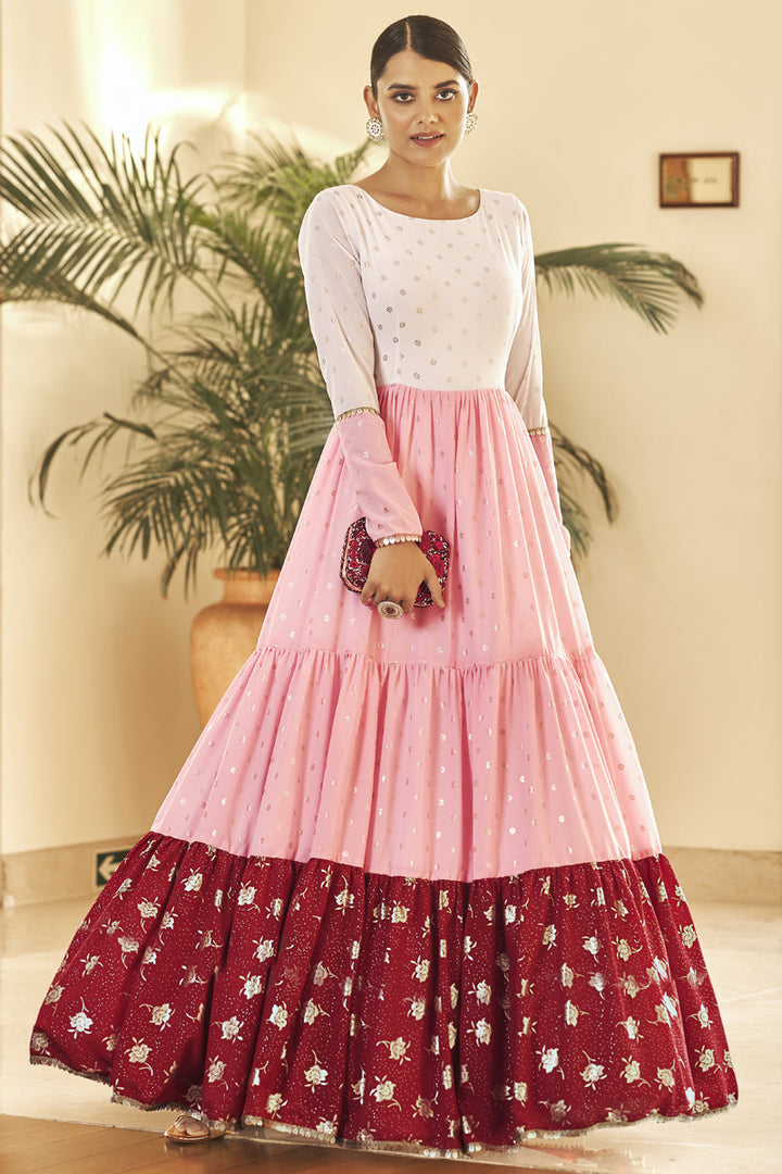 Multi Color Party Wear Anarkali Style Gown In Georgette Fabric