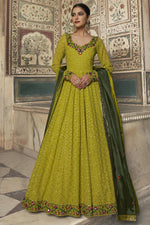 Load image into Gallery viewer, Phenomenal Georgette Ceremonial Green Readymade Gown
