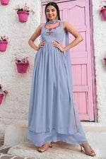Load image into Gallery viewer, Sky Blue Color Ravishing Georgette Fabric Readymade Palazzo Suit
