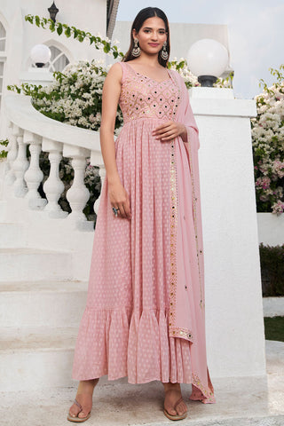 Pink Color Georgette Fabric Tempting Readymade Palazzo Suit