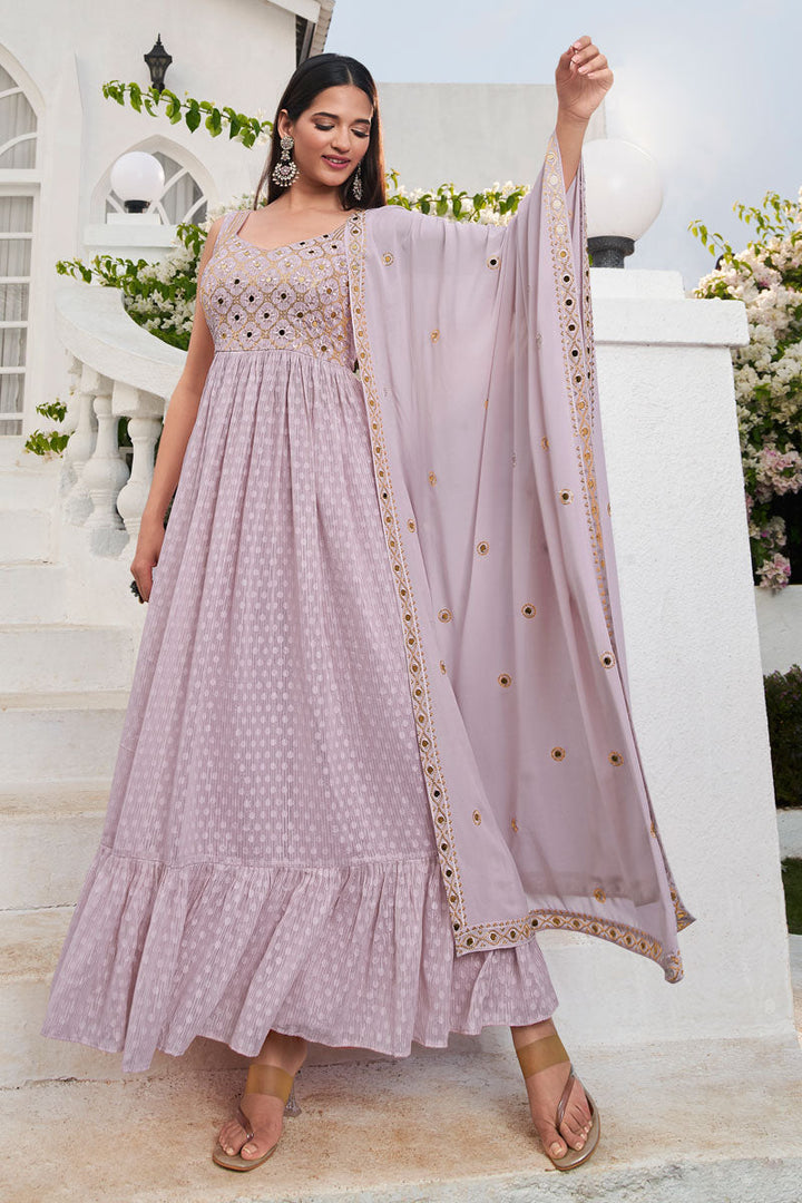 Lavender Color Wonderful Readymade Palazzo Suit In Georgette Fabric