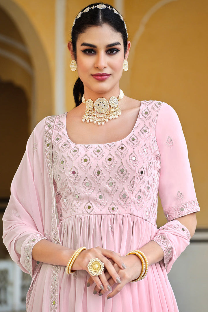 Pink Georgette Palazzo Suit for Function