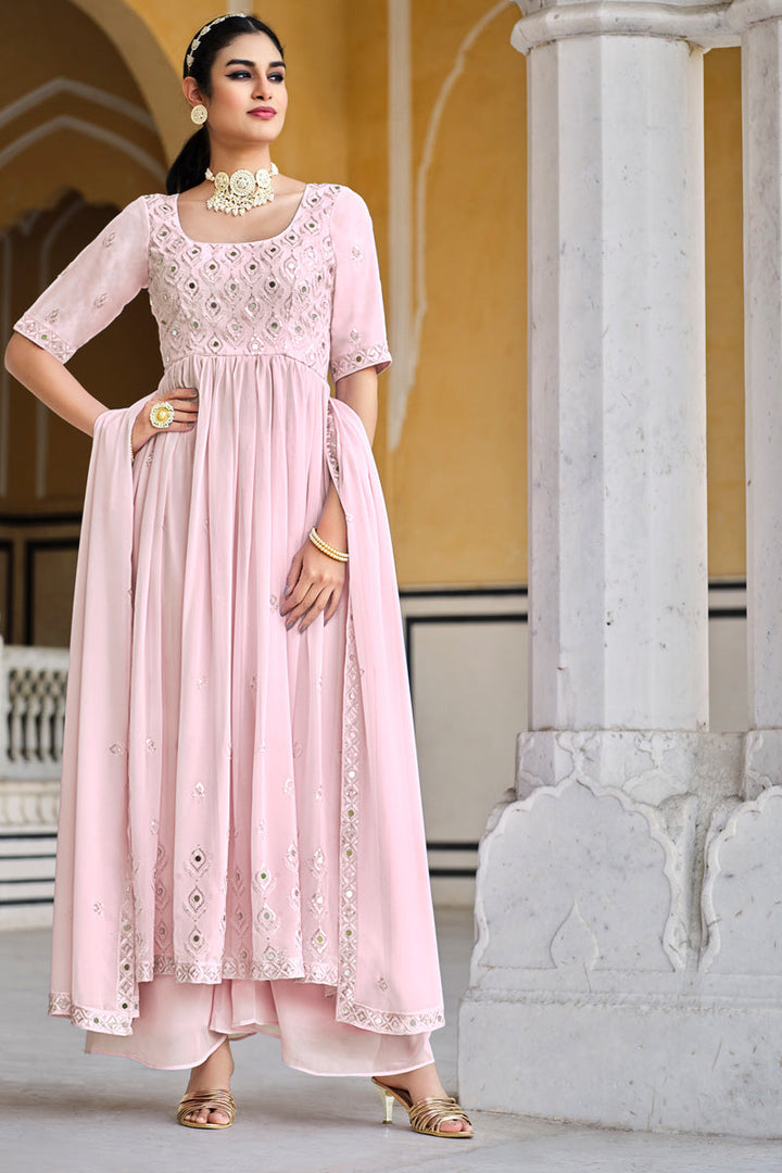 Pink Georgette Palazzo Suit for Function