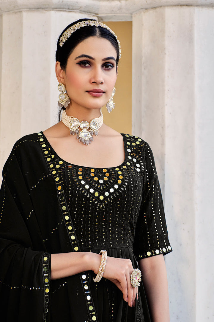 Function Wear Black Palazzo Suit in Georgette Fabric
