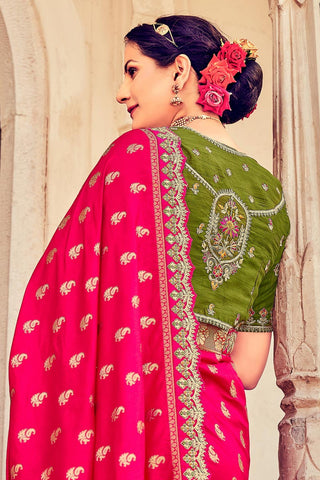 Pink Color Art Silk Fabric Saree With Spectacular Weaving Work