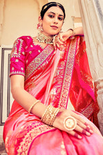Load image into Gallery viewer, Peach Color Art Silk Fabric Saree With Superior Weaving Work
