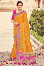 Load image into Gallery viewer, Mustard Color Wonderful Weaving Work Saree In Art Silk Fabric
