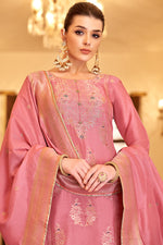 Load image into Gallery viewer, Pink Color Sangeet Wear Designer Weaving Work Salwar Kameez In Jacquard Fabric
