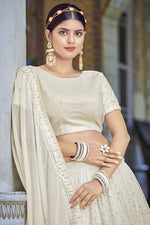 Load image into Gallery viewer, Enticing Off White Color Georgette Fabric Lehenga With Sequins Work
