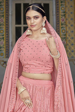 Load image into Gallery viewer, Fascinating Sequins Work Georgette Fabric Lehenga In Pink Color
