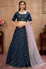 Load image into Gallery viewer, Navy Blue Color Georgette Fabric Function Wear Fancy Lehenga Choli
