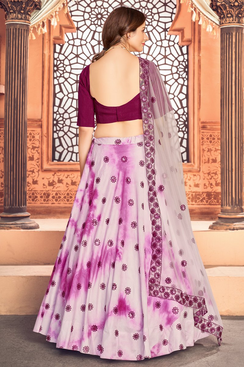 Designer Printed Wedding Wear Lehenga Choli In Pink Color Cotton Fabric