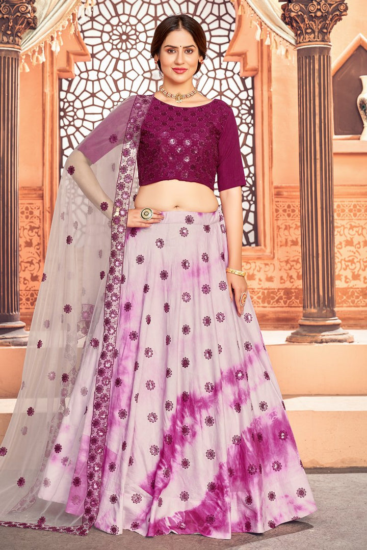 Designer Printed Wedding Wear Lehenga Choli In Pink Color Cotton Fabric