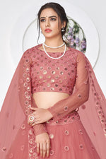 Load image into Gallery viewer, Pink Net Fabric Beautiful Embroidered Wedding Wear Lehenga Choli
