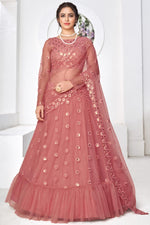 Load image into Gallery viewer, Pink Net Fabric Beautiful Embroidered Wedding Wear Lehenga Choli
