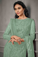 Load image into Gallery viewer, Sea Green Color Net Fabric Embroidered Beatific Salwar Suit
