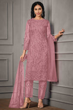 Load image into Gallery viewer, Pink Color Embroidered Net Fabric Incredible Salwar Suit
