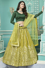 Load image into Gallery viewer, Green Georgette Magnificent Embroidered Wedding Lehenga Choli
