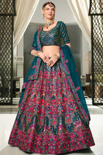 Load image into Gallery viewer, Intricate EmbroideTeal Silk Fabric Teal Color Wedding Wear Lehenga
