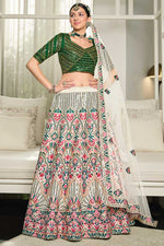 Load image into Gallery viewer, White Color Engrossing EmbroideWhite Wedding Wear Lehenga In Silk Fabric
