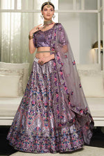 Load image into Gallery viewer, EmbroidePurple Purple Color Adorning Wedding Wear Lehenga In Silk Fabric
