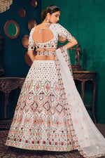 Load image into Gallery viewer, Georgette Fabric Wedding Wear EmbroideWhite Lehenga Choli In White Color
