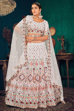 Load image into Gallery viewer, Georgette Fabric Wedding Wear EmbroideWhite Lehenga Choli In White Color
