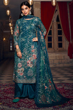 Load image into Gallery viewer, Blue Color Glittering Georgette Fabric Palazzo Suit

