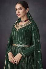 Load image into Gallery viewer, Vartika Sing Dazzling Georgette Fabric Green Color Palazzo Suit

