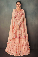 Load image into Gallery viewer, Peach Color Georgette Fabric Function Wear Tempting Sharara Suit
