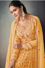 Load image into Gallery viewer, Mustard Color Georgette Fabric Function Wear Awesome Sharara Suit

