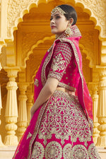 Load image into Gallery viewer, Pink Color Wedding Wear Velvet Fabric Embroidered Lehenga Choli
