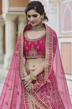 Load image into Gallery viewer, Wedding Wear Velvet Fabric Designer Embroidered Lehenga Choli In Pink Color
