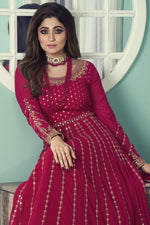 Load image into Gallery viewer, Shamita Shetty Pink Color Function Wear Embroidered Georgette Fabric Anarkali Suit
