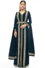 Load image into Gallery viewer, Teal Color Georgette Fabric Precious Jacket Style Salwar Suit
