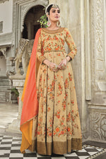 Load image into Gallery viewer, Beige Color Art Silk Fabric Function Wear Embroidered Anarkali Suit
