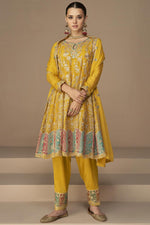 Load image into Gallery viewer, Chinon Fabric Yellow Color Gorgeous Look Salwar Suit
