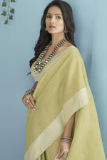 Load image into Gallery viewer, Yellow Color Linen Fabric Festive Wear Elegant Saree
