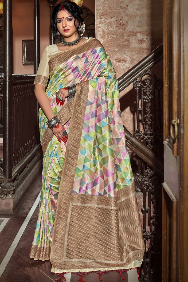 Multi Color Art Silk Fabric Stylish Weaving Work Function Wear Saree