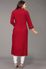 Load image into Gallery viewer, Classic Maroon Color Embroidered Kurti In Rayon Fabric
