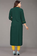 Load image into Gallery viewer, Rayon Fabric Green Color Fascinating Embroidered Kurti
