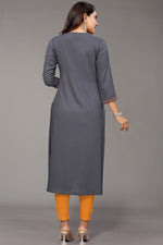 Load image into Gallery viewer, Rayon Fabric Fashionable Embroidered Kurti In Grey Color

