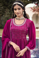Load image into Gallery viewer, Magenta Color Glorious Georgette Fabric Sequins Work Palazzo Suit
