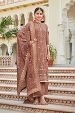 Load image into Gallery viewer, Embellished Crepe Fabric Designer Party Wear Palazzo Suit In Light Wine Color

