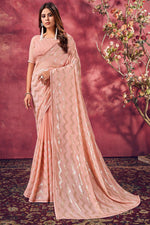 Load image into Gallery viewer, Viscose Fabric Peach Color Engaging Sequins Work Saree
