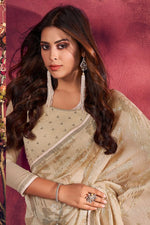Load image into Gallery viewer, Aristocratic Sequins Work Beige Color Saree In Viscose Fabric
